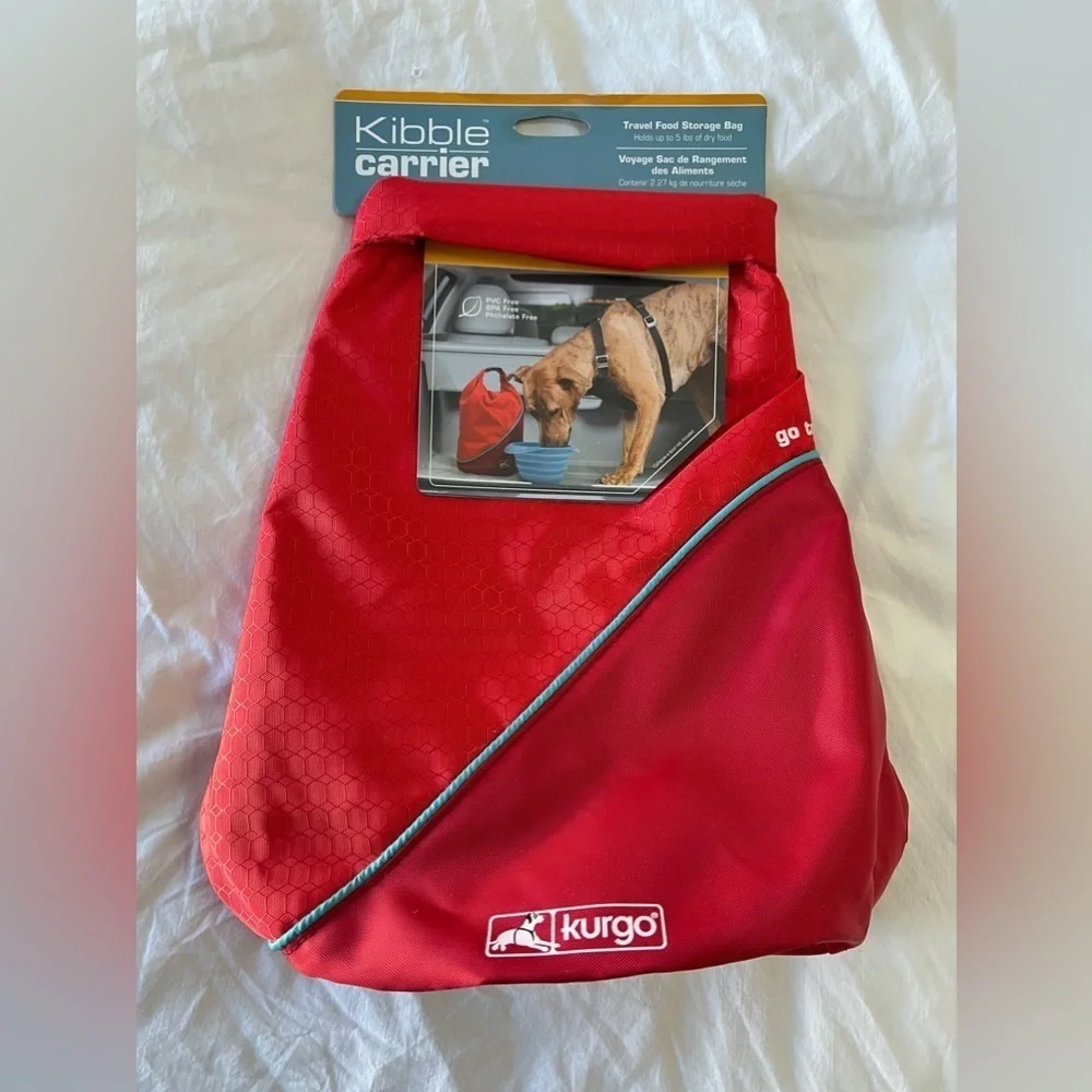 Kurgo Kibble Carrier | Dog Travel Food Storage Bag (Up To 5lbs) | Red NWT